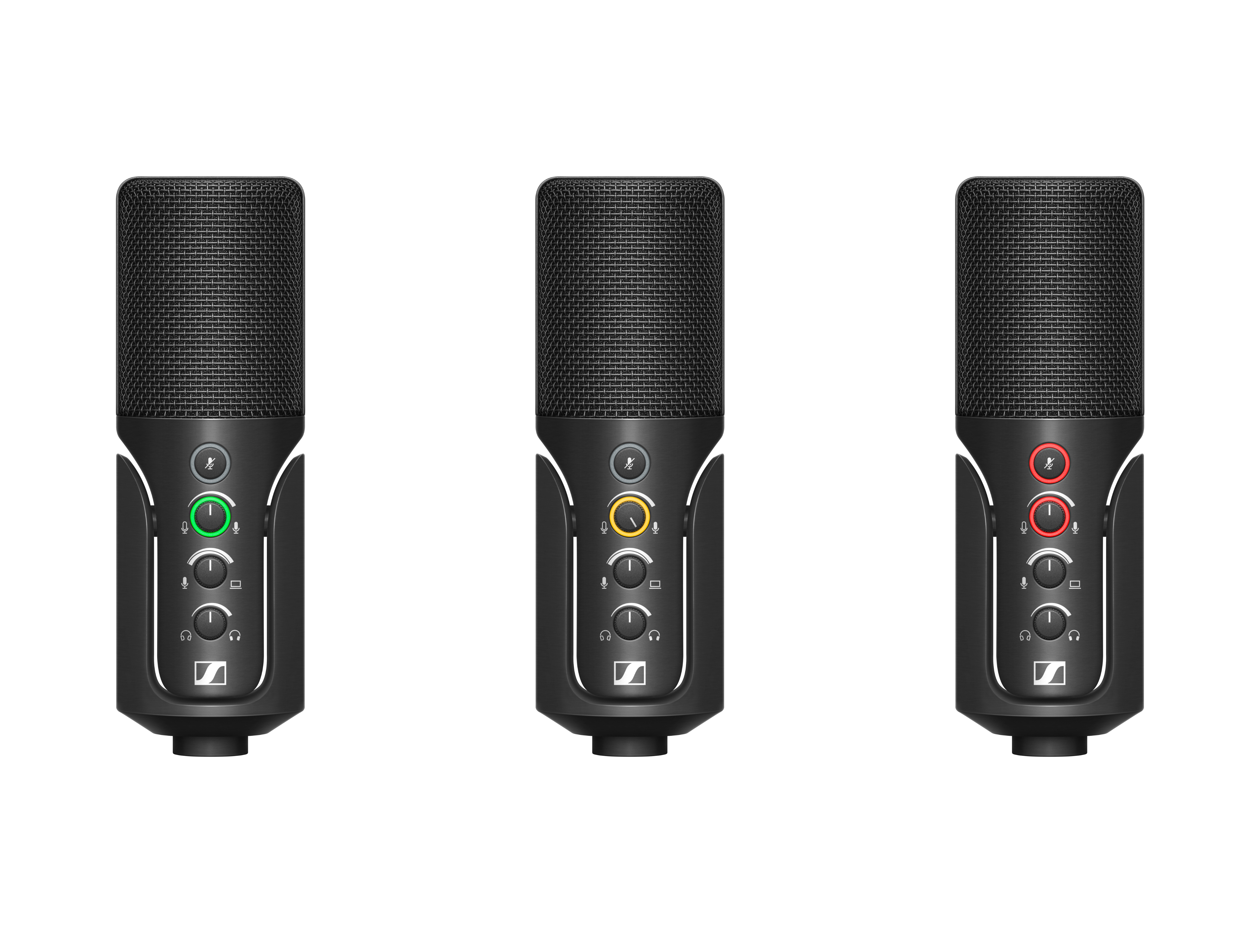 LED rings on the Profile USB microphone immediately show users the operating status