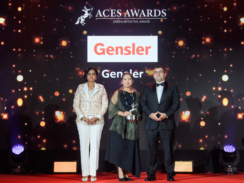 Tanya Suvannapong, Design Director & Principal of Gensler Singapore, receives the 2024 ACES Green Initiative Award in recognition of her firm’s leadership in sustainable design.