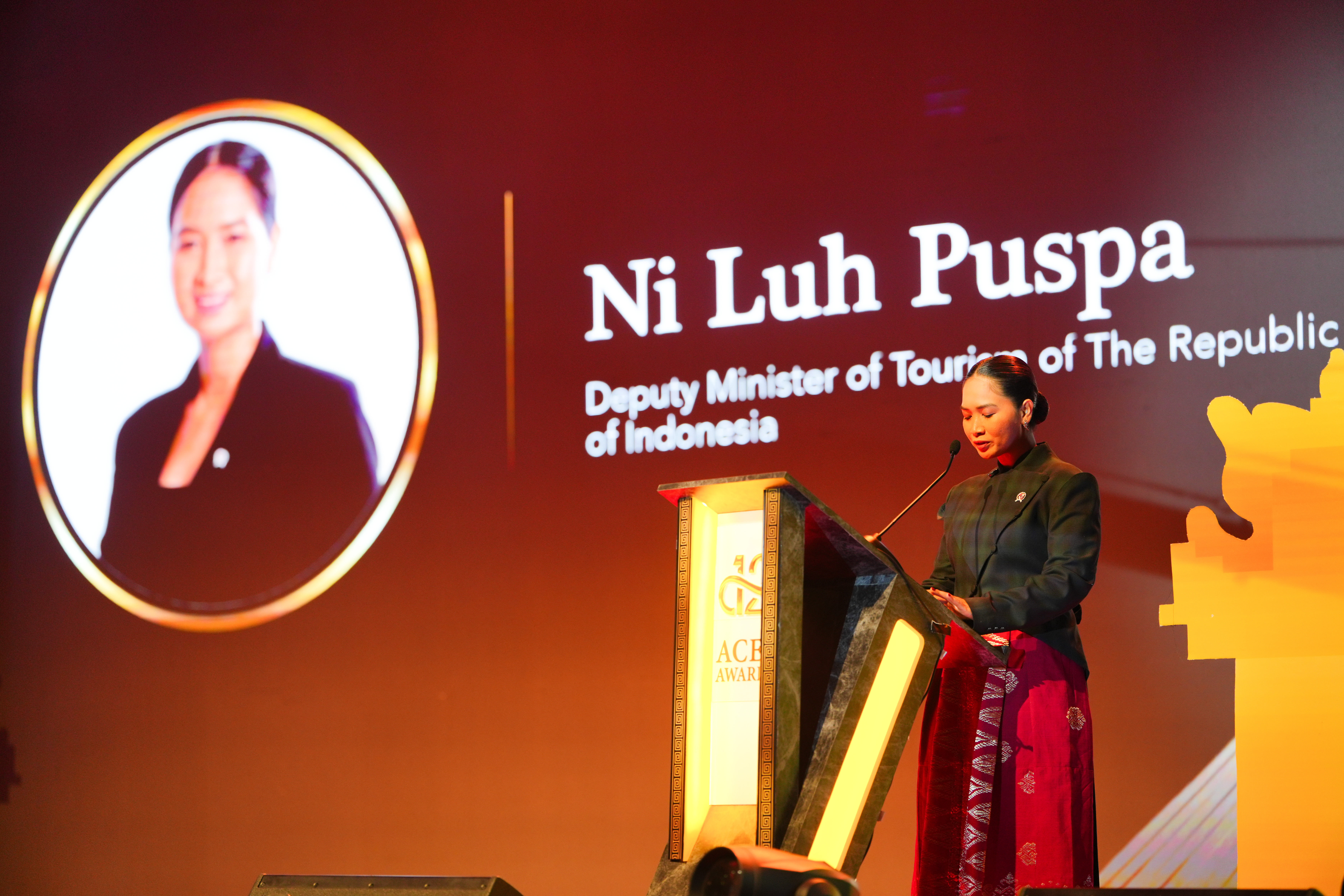 The 2025 ACES Awards Gala Dinner Day 1 was officially inaugurated with a speech delivered by the distinguished Deputy Minister of Tourism of The Republic of Indonesia, Ni Luh Puspa.